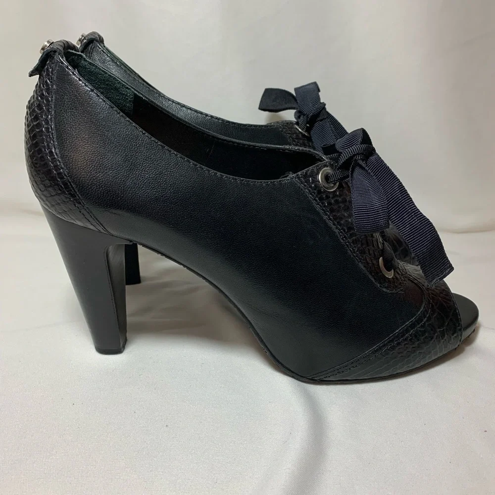 Antonio Melani Womens Open Toe Black High Heels Shoes Size 9.5